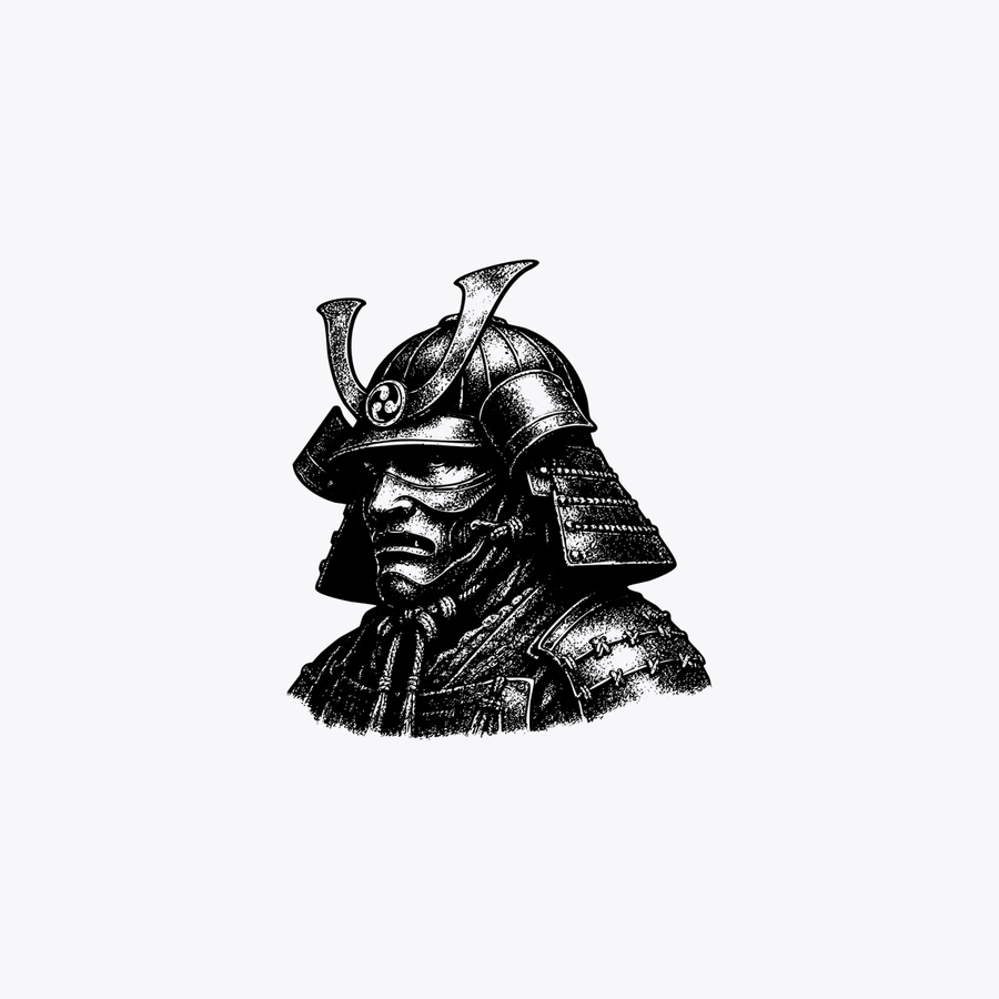 Minimalist Monochrome Illustration of a Traditional Japanese Samurai — GPT Image 2 image prompt example