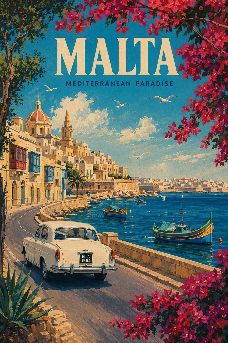 Vintage Travel Poster Illustration for MALTA, with the Subtitle — GPT Image 2 image prompt example