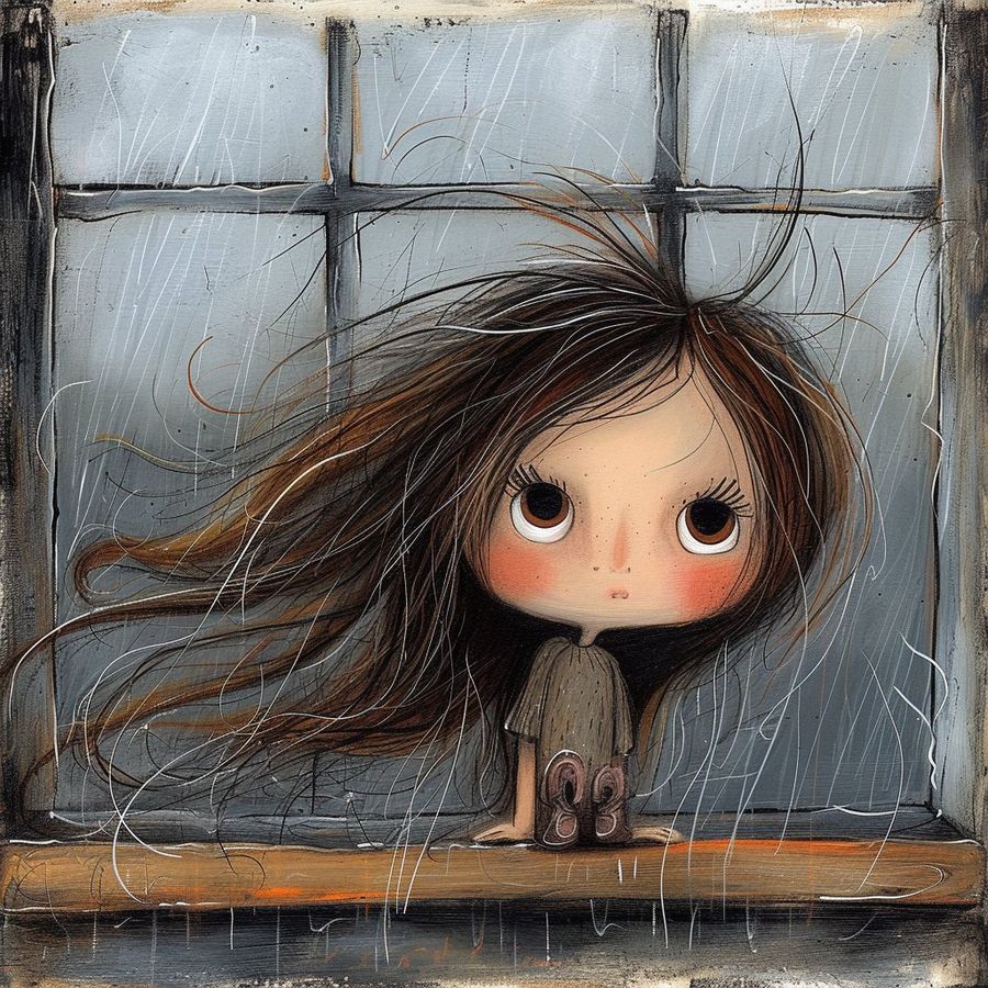 Moody Surreal Painting of a Woman Leaning Forward Through an Old — GPT Image 2 image prompt example