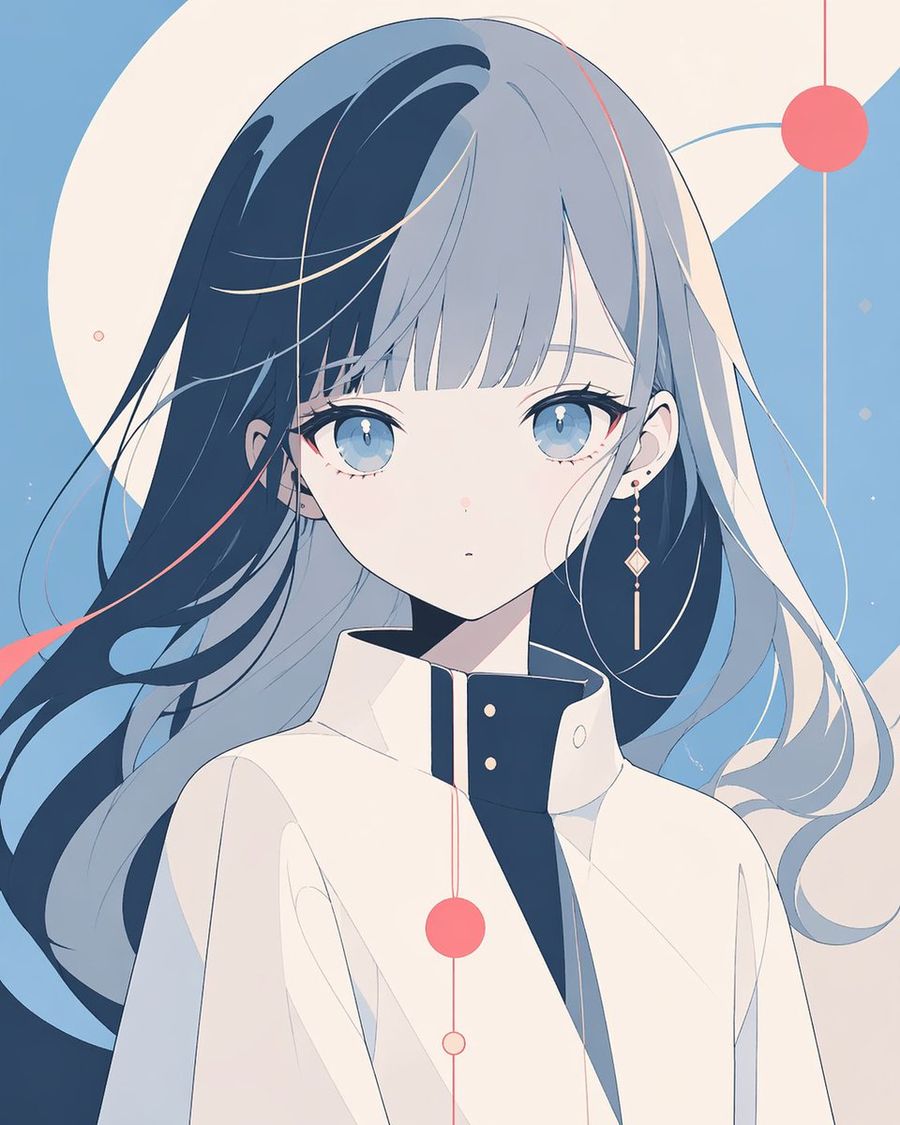 Clean Minimalist Anime Portrait of a Young Woman from the Chest Up — GPT Image 2 image prompt example