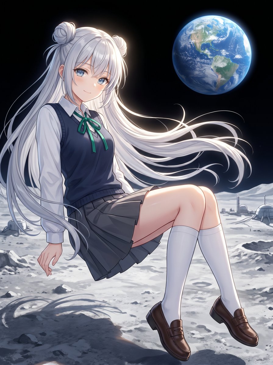 Polished Anime Illustration of a Slender Teenage Schoolgirl — GPT Image 2 image prompt example