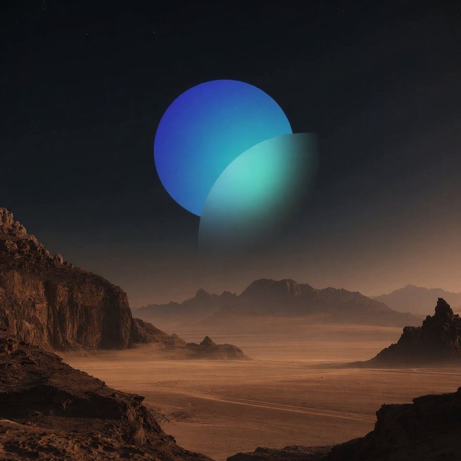 Surreal Sci-fi Desert Landscape at Twilight or Night, with a Vast — GPT Image 2 image prompt example