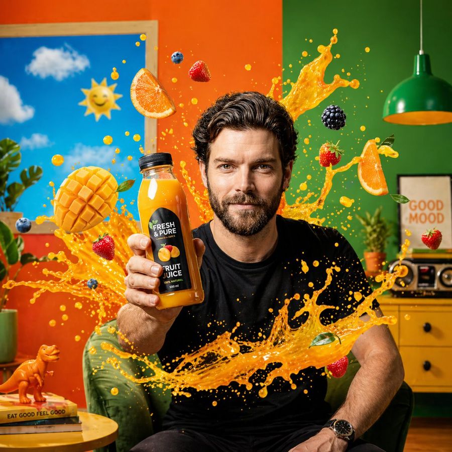 Bold, Energetic Advertisement Scene Blending Real Photography — GPT Image 2 image prompt example