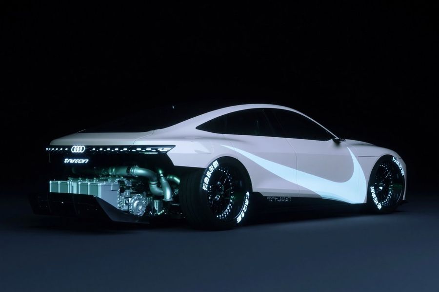 Futuristic Concept Coupe Based on an Audi, Shown in a Low Rear — GPT Image 2 image prompt example