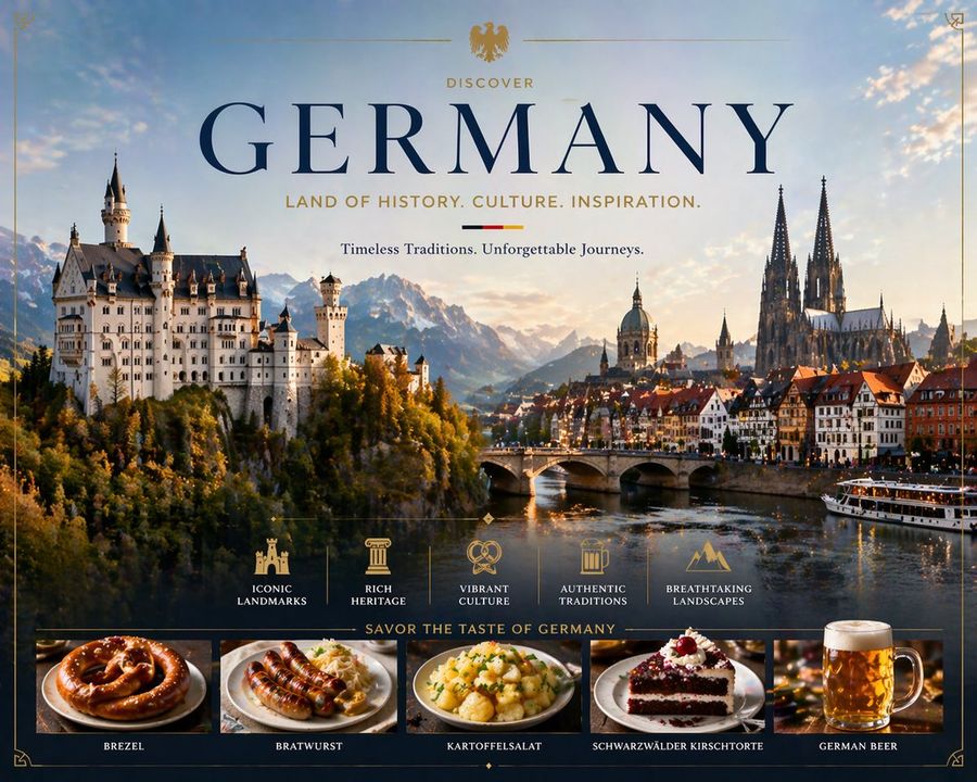 Luxurious Vintage-style Travel Poster for Germany, Designed Like — GPT Image 2 image prompt example