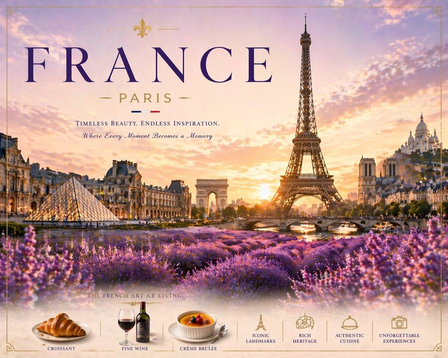 Luxurious Vintage-travel-poster Style Illustration of FRANCE — GPT Image 2 image prompt example