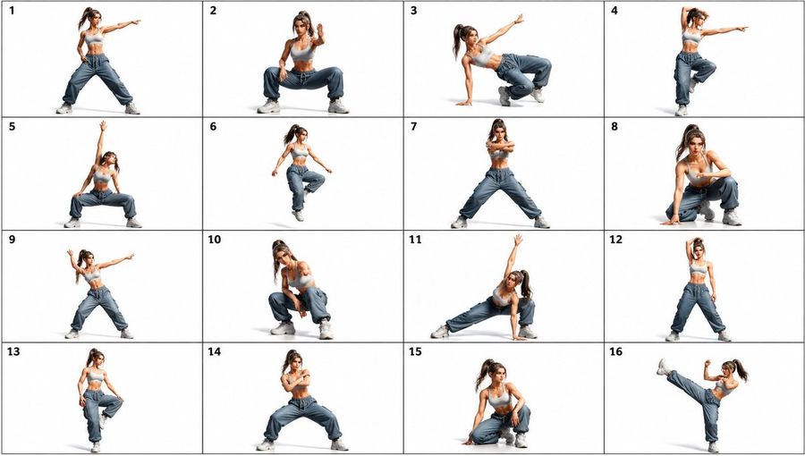 16 Panel Dance Pose Reference Sheet — GPT Image 2 image prompt example