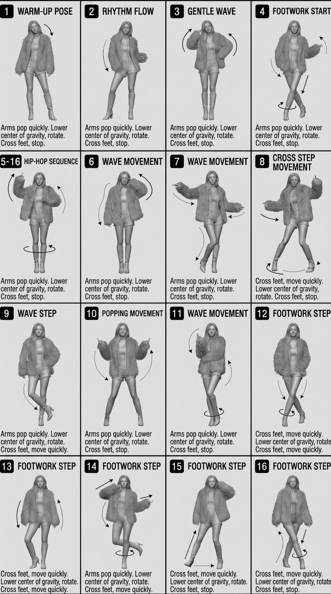 16 Panel Hip Hop Motion Sheet — GPT Image 2 image prompt example