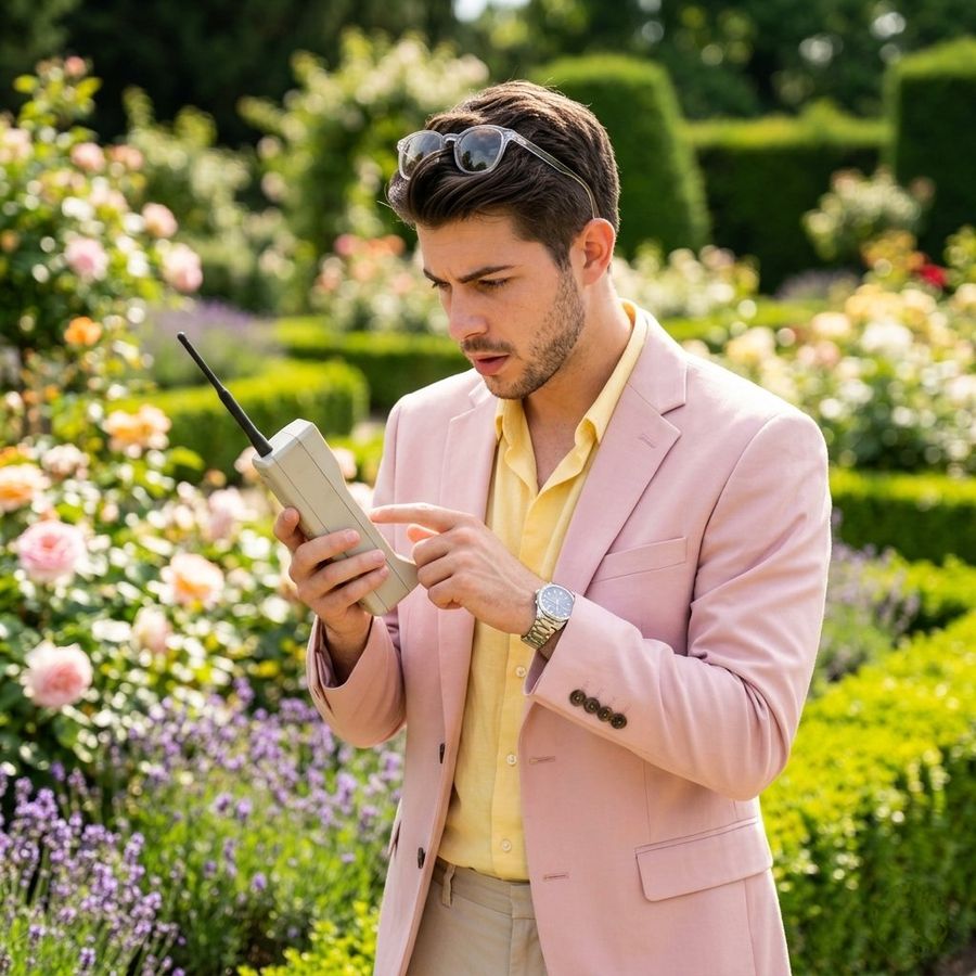 Stylish Man Standing in a Beautifully Maintained Garden Filled — GPT Image 2 image prompt example