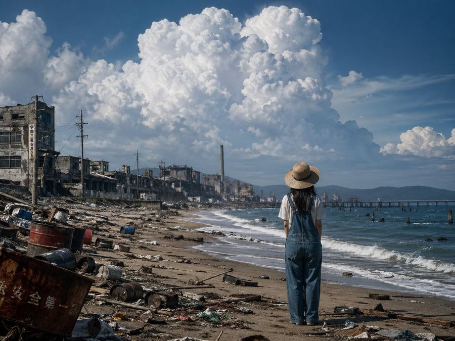 Cinematic Photorealistic Wide Shot of a Lonely Beach Beside — GPT Image 2 image prompt example
