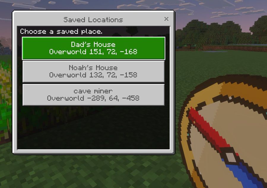 Clean Minecraft Bedrock-style Game UI Mockup Shown as a First-person — GPT Image 2 image prompt example