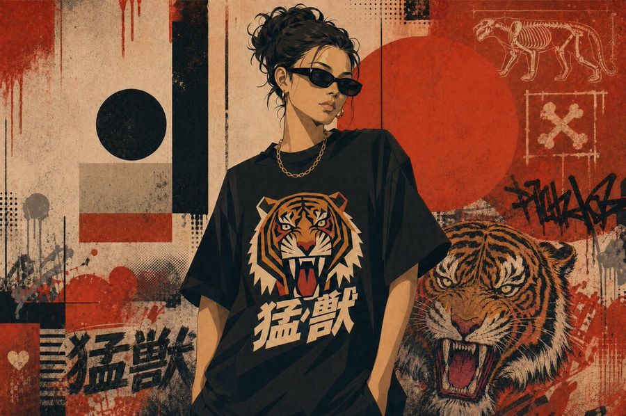 Gritty Streetwear Poster Illustration with a Single Central Figure — GPT Image 2 image prompt example