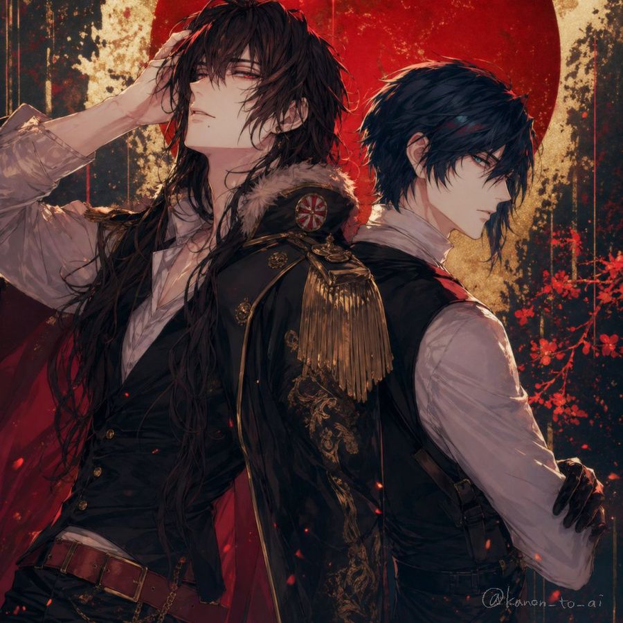 Dramatic, Painterly Anime-style Illustration of Two Androgynous Young — GPT Image 2 image prompt example