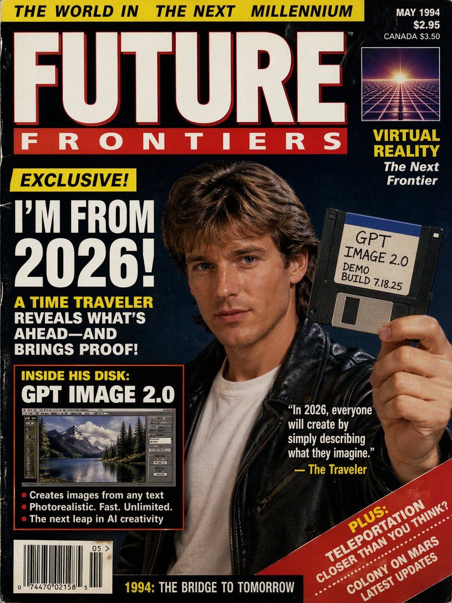 1990s Time Traveler Magazine Cover — GPT Image 2 image prompt example