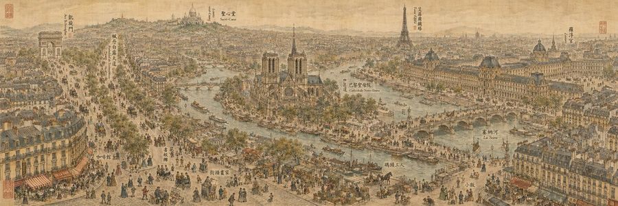 19th Century Paris In Chinese Ink Style — GPT Image 2 image prompt example