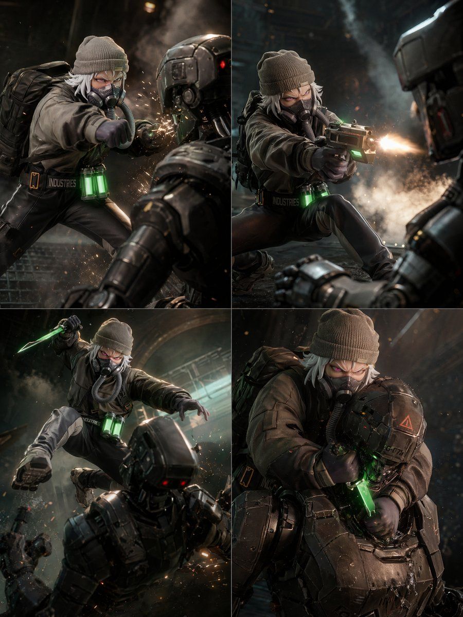 2x2 Sci Fi Combat Action Grid — GPT Image 2 image prompt example