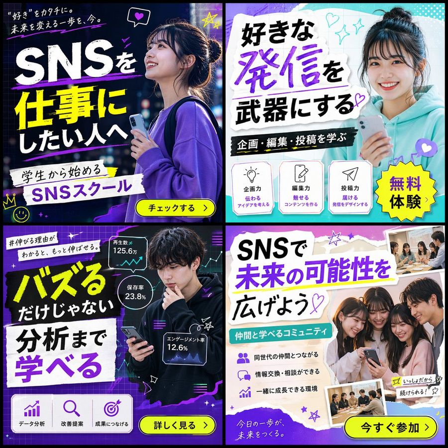 2x2 Sns Banner Grid — GPT Image 2 image prompt example