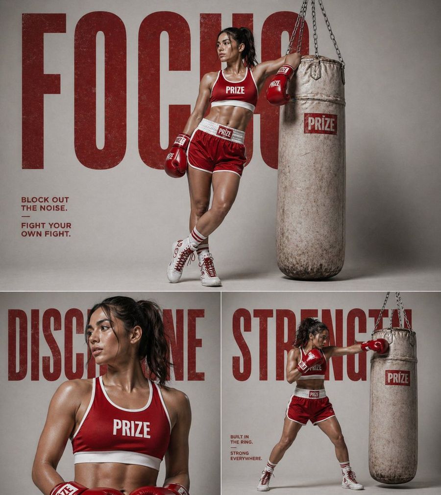 3 Panel Fitness Boxing Poster — GPT Image 2 image prompt example