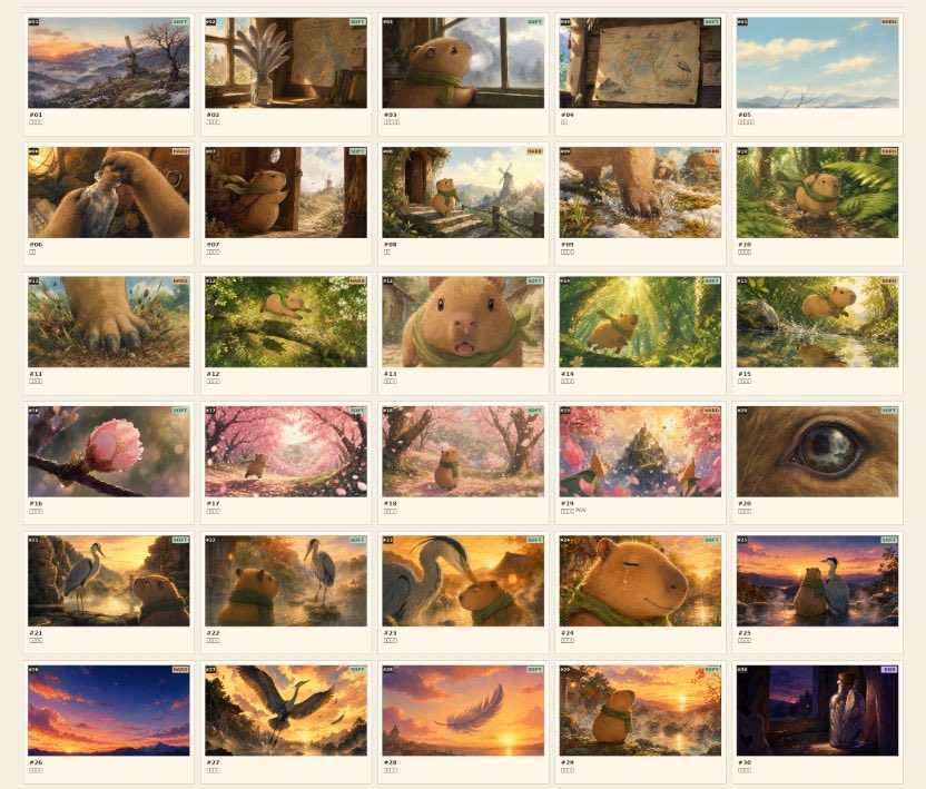30 Frame Ghibli Style Storyboard Sheet — GPT Image 2 image prompt example