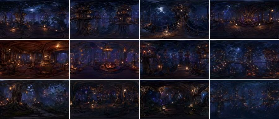 360 Degree Forest World Panorama Grid — GPT Image 2 image prompt example