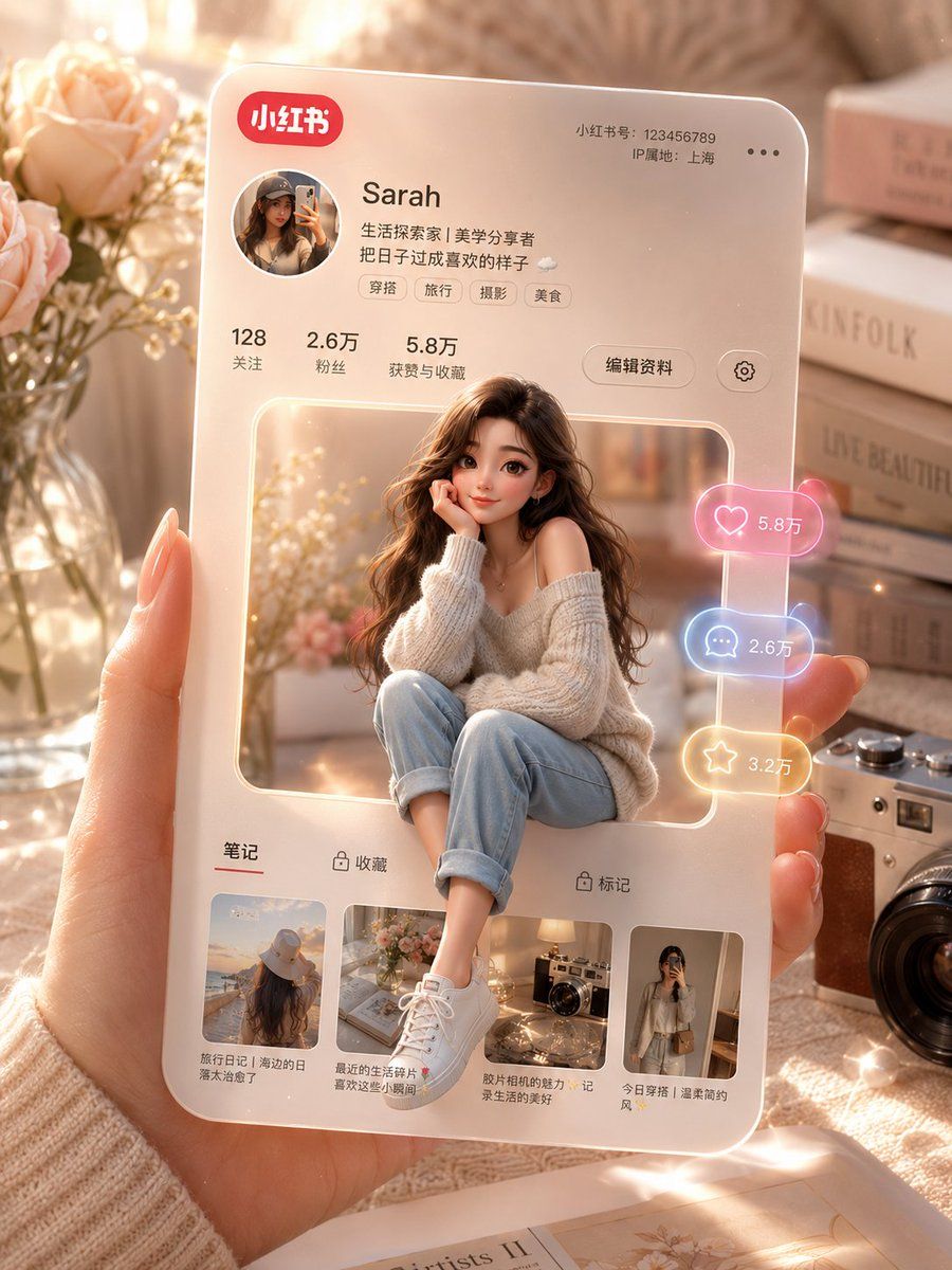 3d Social Profile Card — GPT Image 2 image prompt example