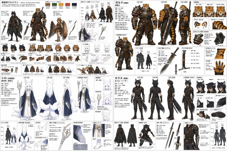 4 Quadrant Rpg Character Design Sheet — GPT Image 2 image prompt example
