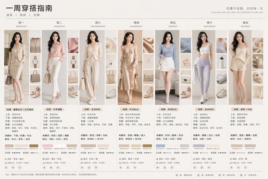 7 Day Fashion Lookbook Infographic — GPT Image 2 image prompt example