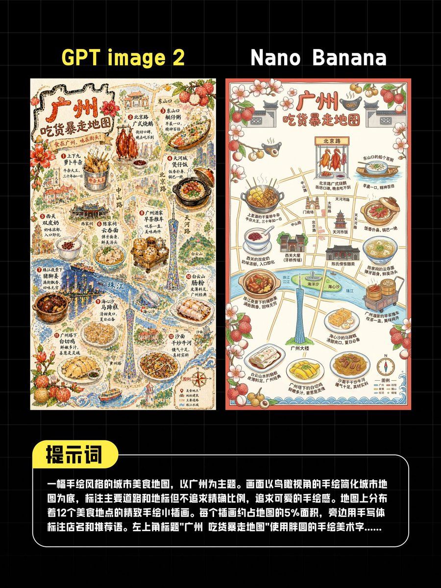 Ai Guangzhou Food Map Comparison — GPT Image 2 image prompt example