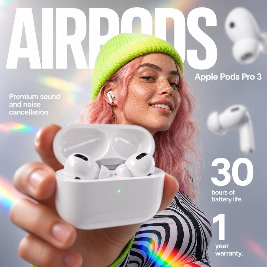 Airpods Style Tech Ad Poster — GPT Image 2 image prompt example