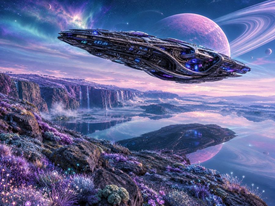 Alien Spaceship Landscape — GPT Image 2 image prompt example