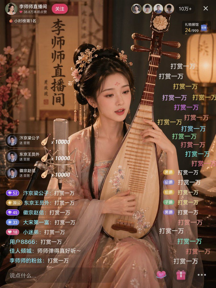 Ancient Beauty Livestream Comments — GPT Image 2 image prompt example