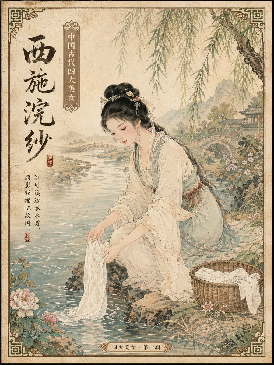 Ancient Chinese Beauties Postcard Prompt — GPT Image 2 image prompt example