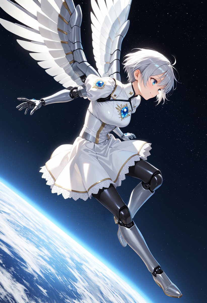 Angelic Android Girl Above Earth — GPT Image 2 image prompt example