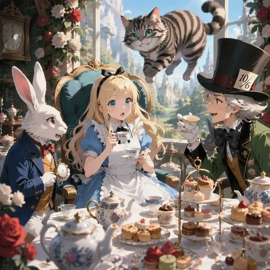 Anime Alice Tea Party — GPT Image 2 image prompt example