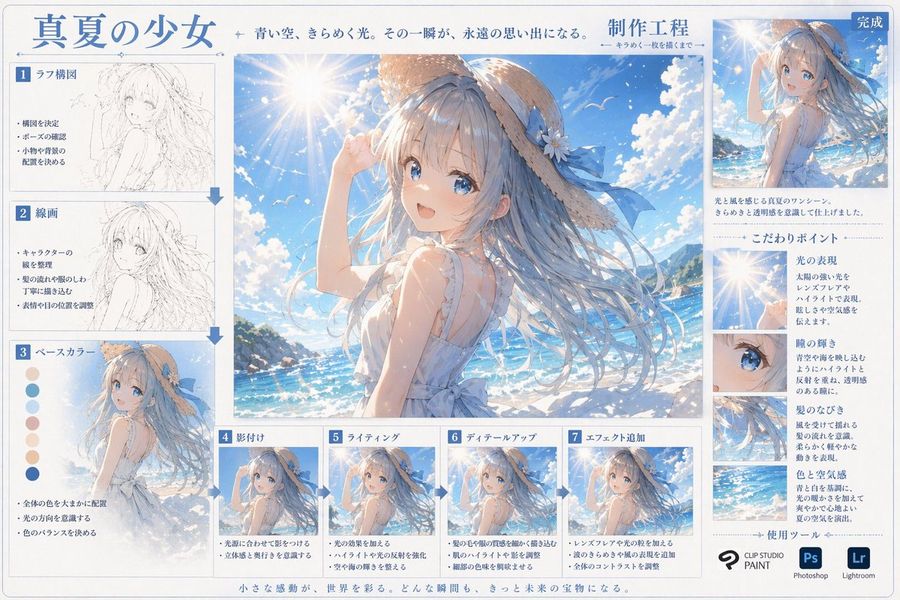Anime Art Process Infographic — GPT Image 2 image prompt example