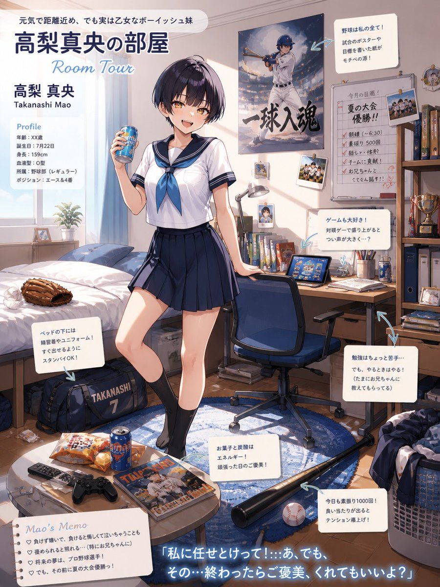 Anime Baseball Room Tour — GPT Image 2 image prompt example