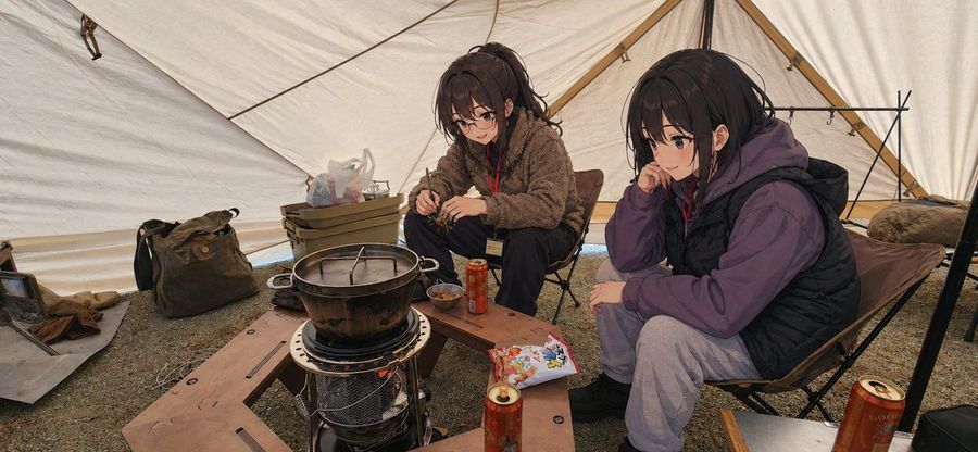 Anime Campers In A Winter Tent — GPT Image 2 image prompt example
