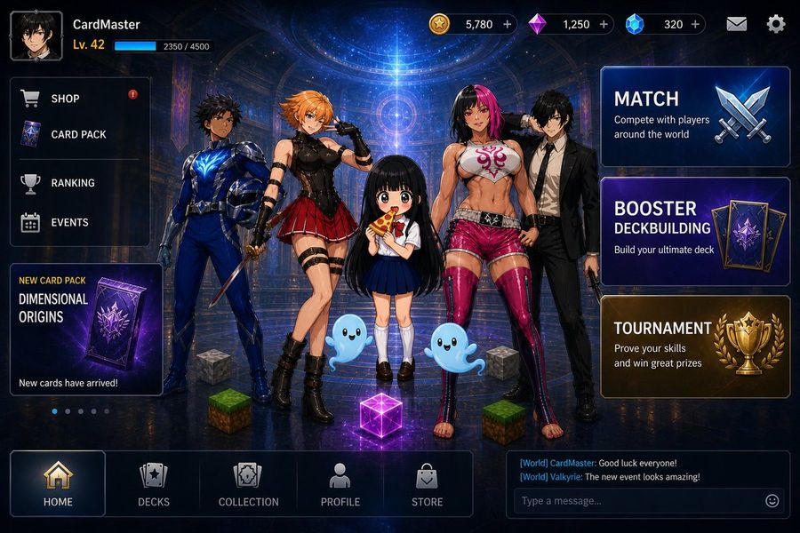 Anime Card Game Lobby — GPT Image 2 image prompt example