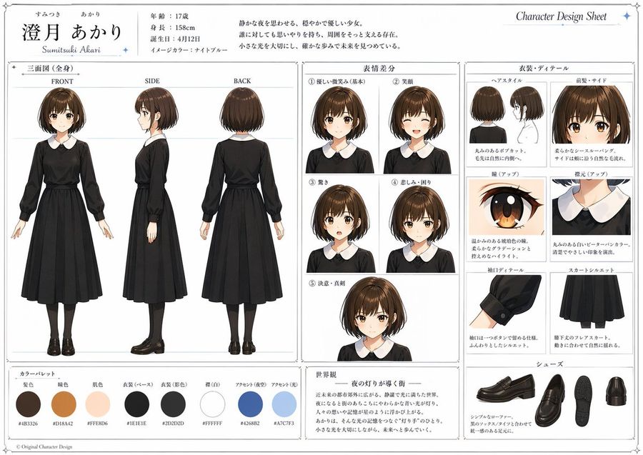 Anime Character Design Sheet — GPT Image 2 image prompt example