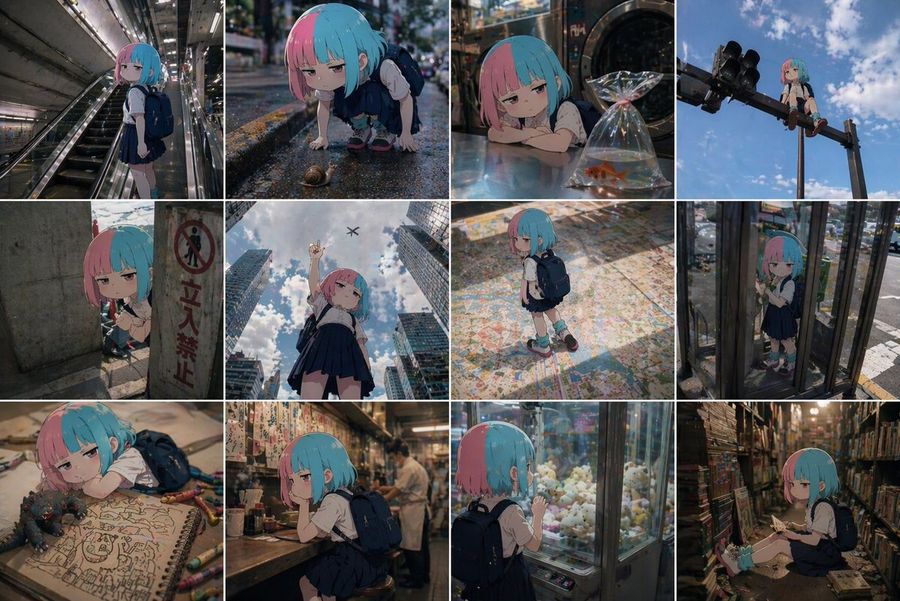 Anime Character In Real World Grid — GPT Image 2 image prompt example
