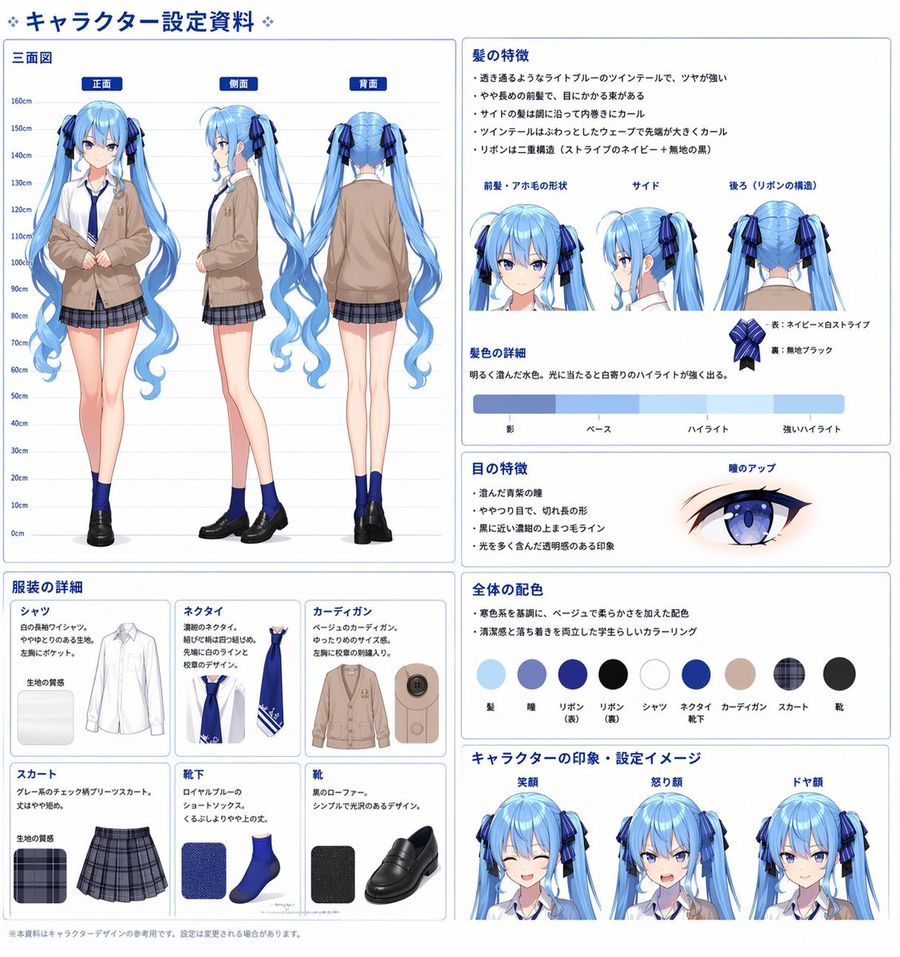 Anime Character Reference Sheet by @zhongjoji00000 — GPT Image 2 image prompt example