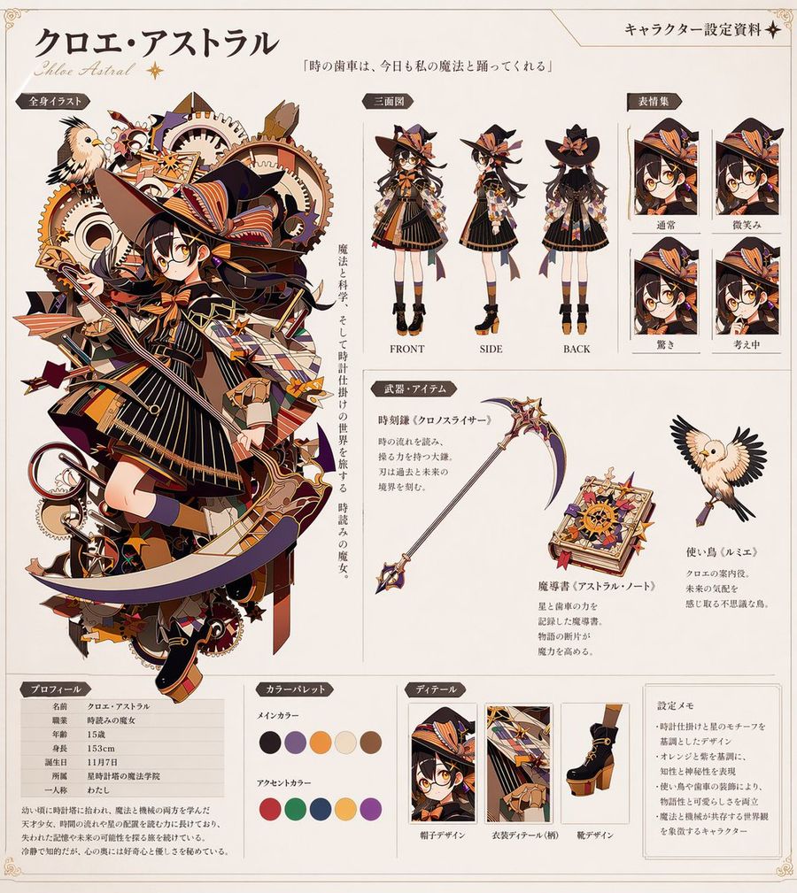 Anime Character Reference Sheet Generator by @minesan_ai — GPT Image 2 image prompt example