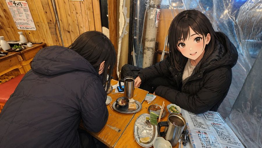 Anime Characters In Real Izakaya Photo — GPT Image 2 image prompt example
