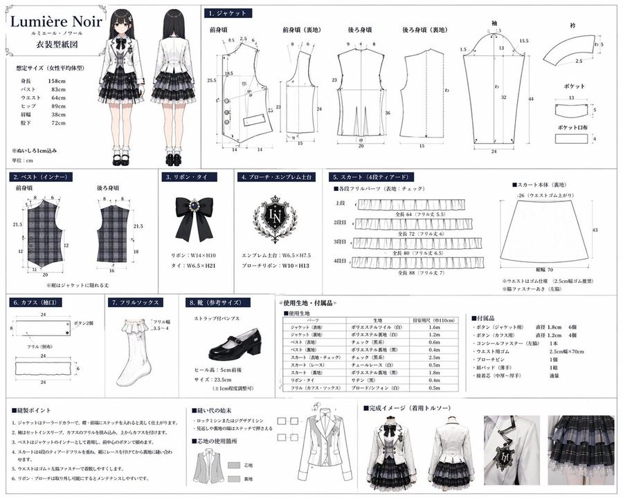 Anime Costume Sewing Pattern — GPT Image 2 image prompt example