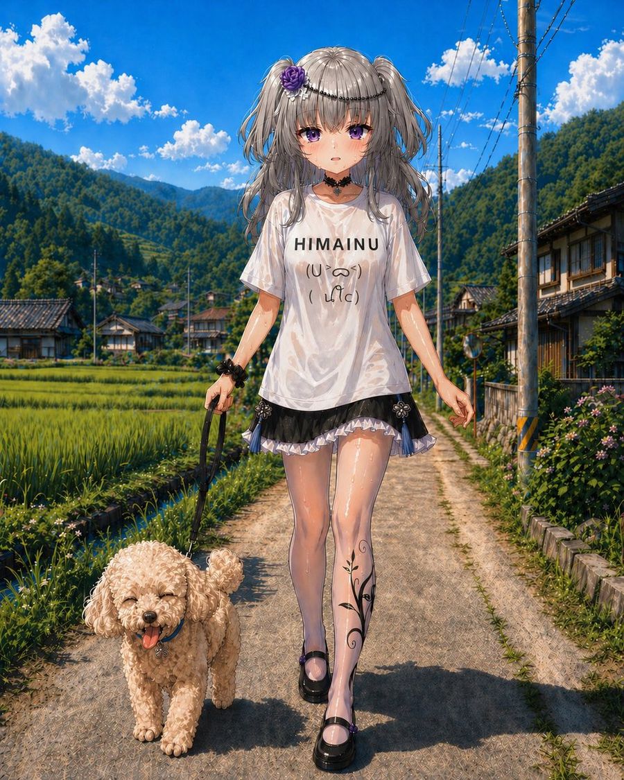 Anime Countryside Dog Walk — GPT Image 2 image prompt example