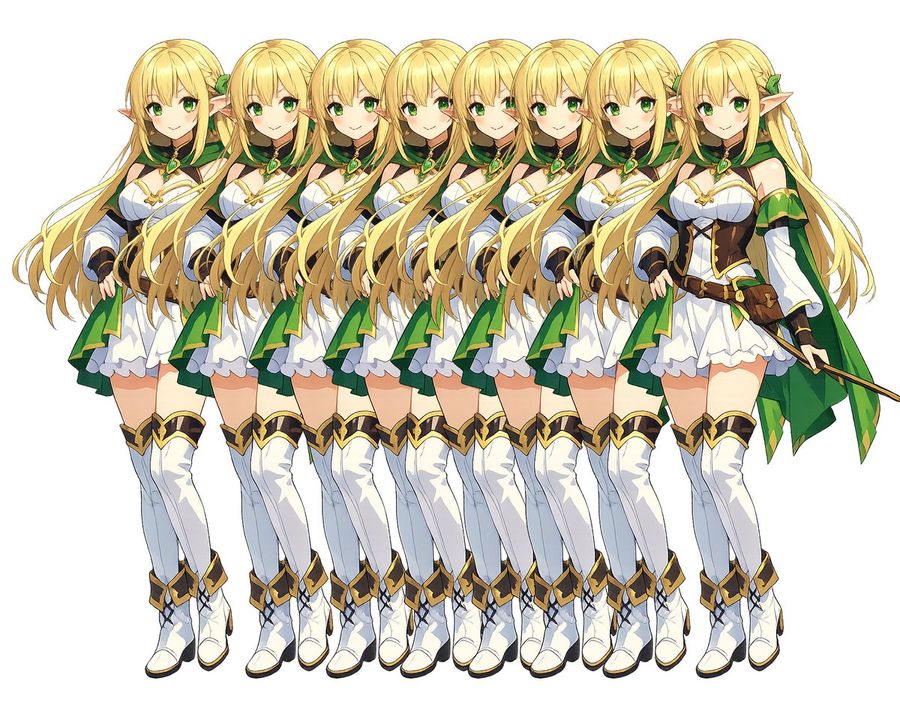 Anime Elf Warrior Lineup — GPT Image 2 image prompt example