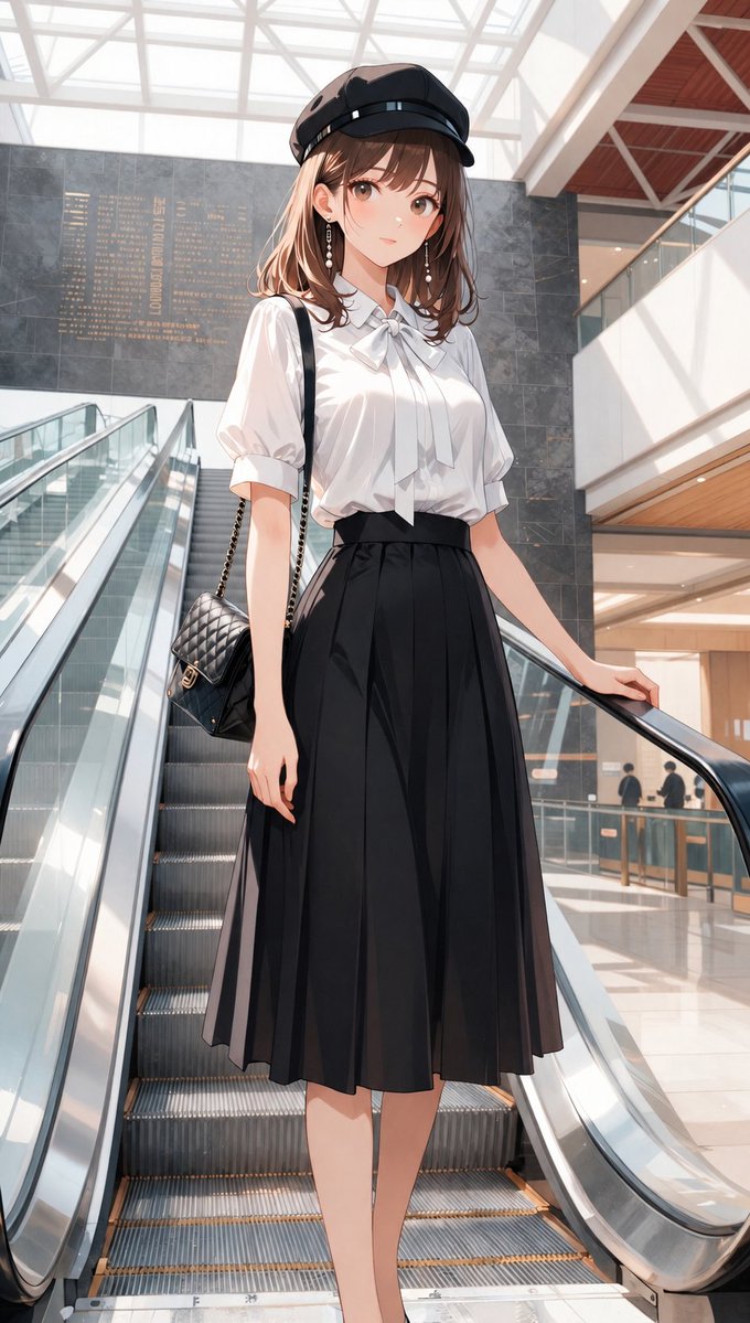 Anime Escalator Fashion Portrait — GPT Image 2 image prompt example