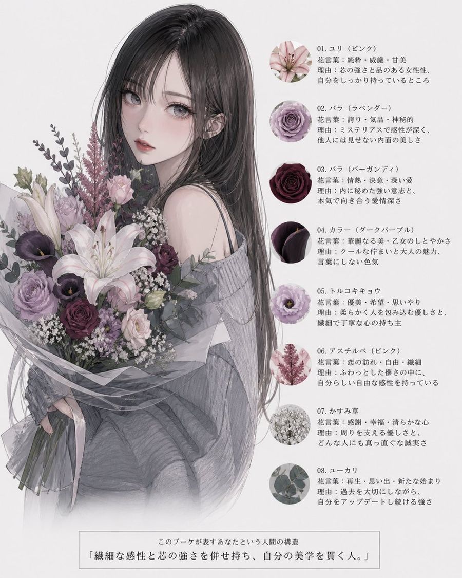 Anime Flower Meaning Poster — GPT Image 2 image prompt example