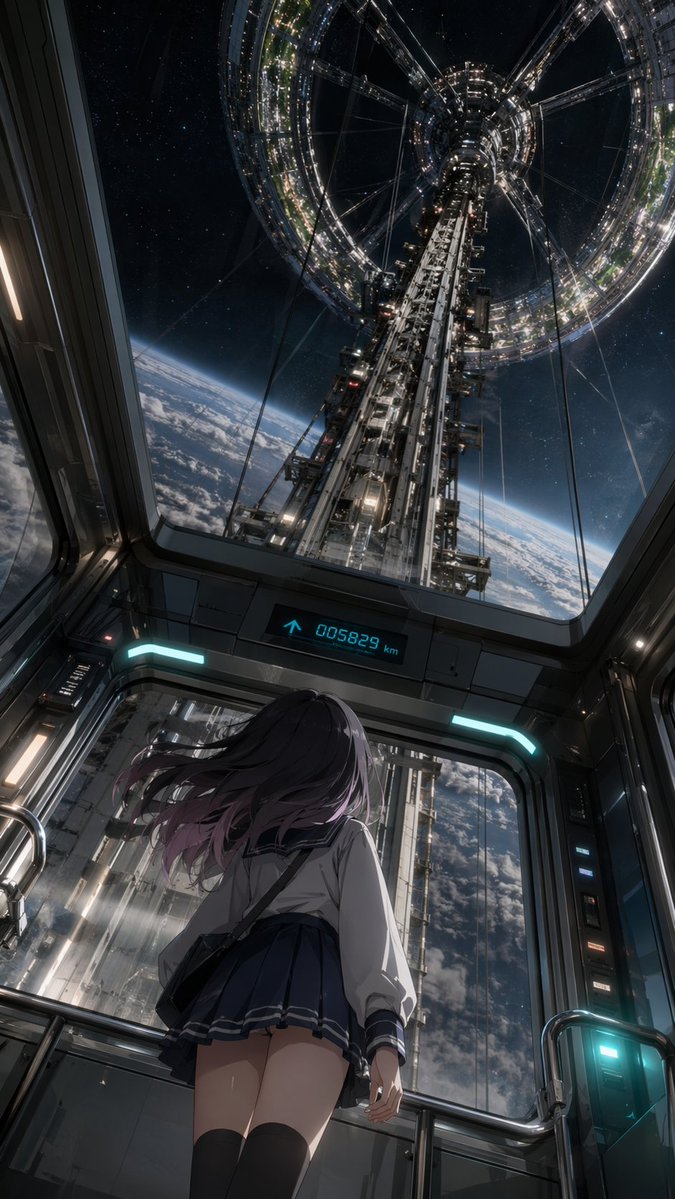 Anime Girl In Space Elevator — GPT Image 2 image prompt example