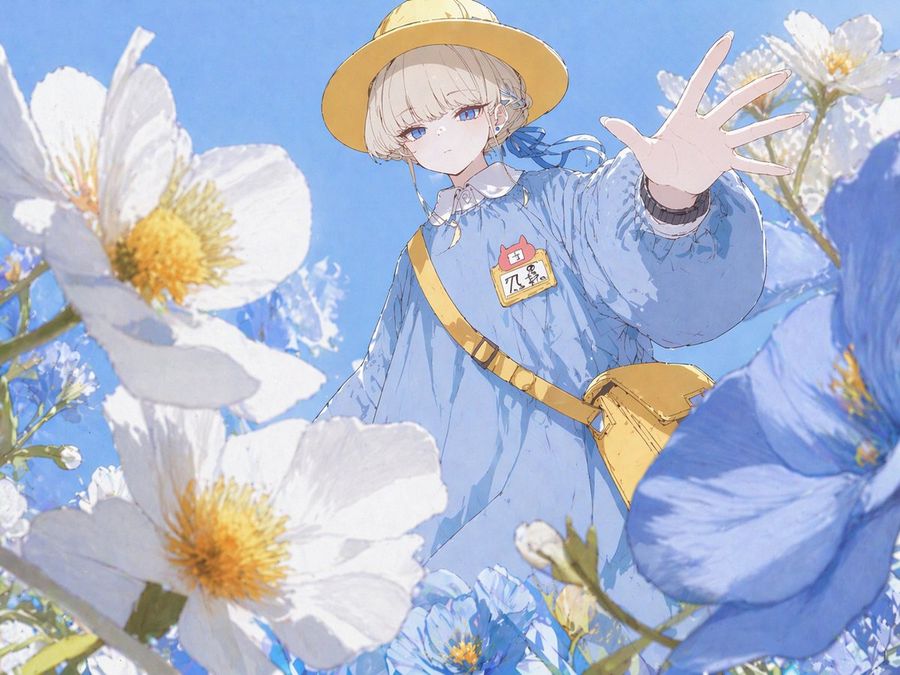 Anime Girl Reaching Through Flowers — GPT Image 2 image prompt example